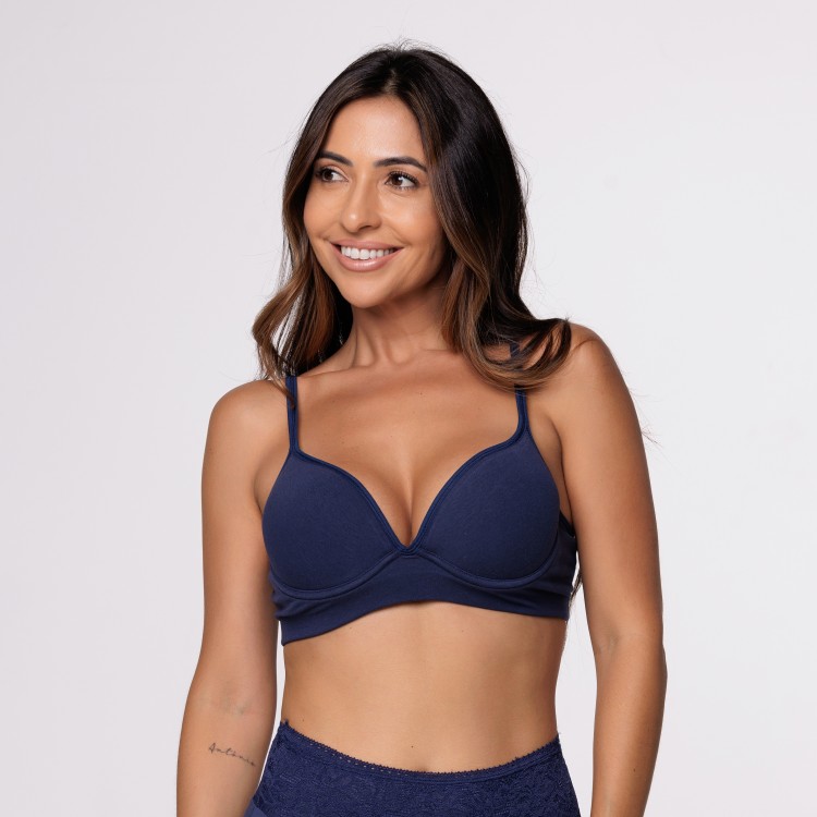 Sutiã em Algodão Egípcio com Bojo Soft e Pala Dupla