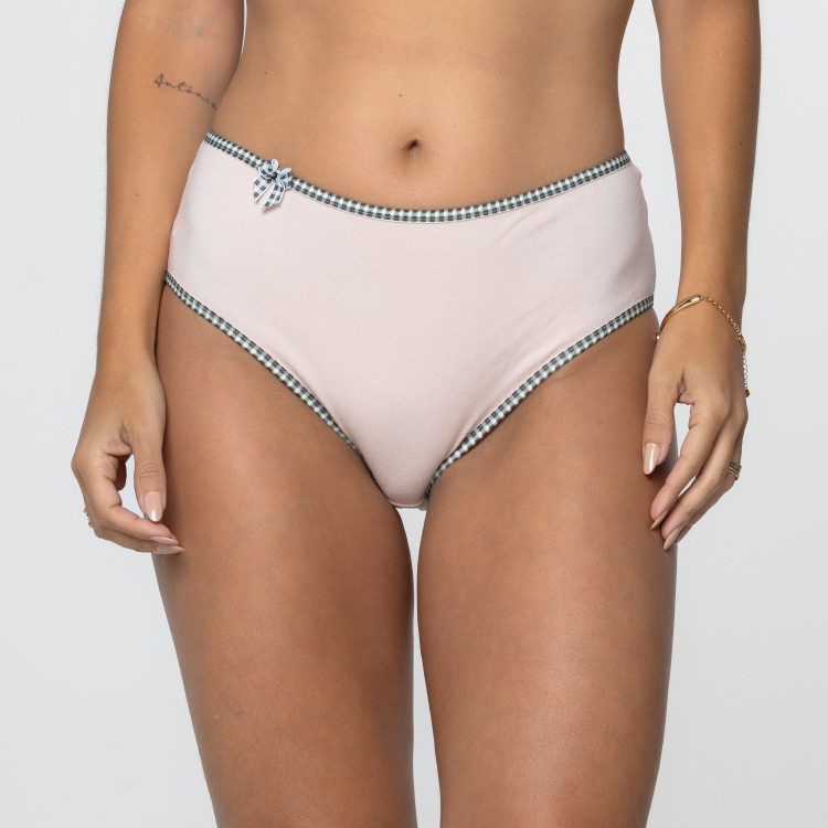 Calcinha Viés xadrez preto em Algodão Egípcio