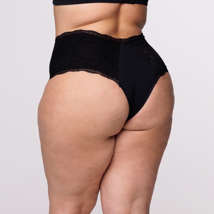 Caleçon Plus Size Preto em Renda Toda Forrada em Algodão Egípcio