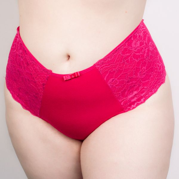 Caleçon Plus Size Pink em Renda Toda Forrada em Algodão Egípcio