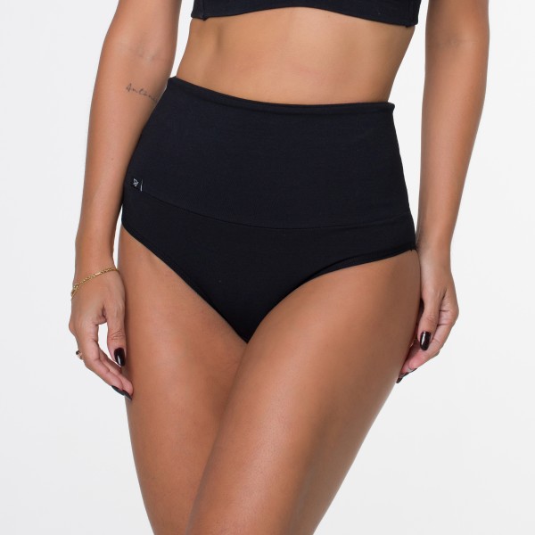 Calcinha Cos Super Largo de COMPRESSÃO em Algodão Egípcio Preto