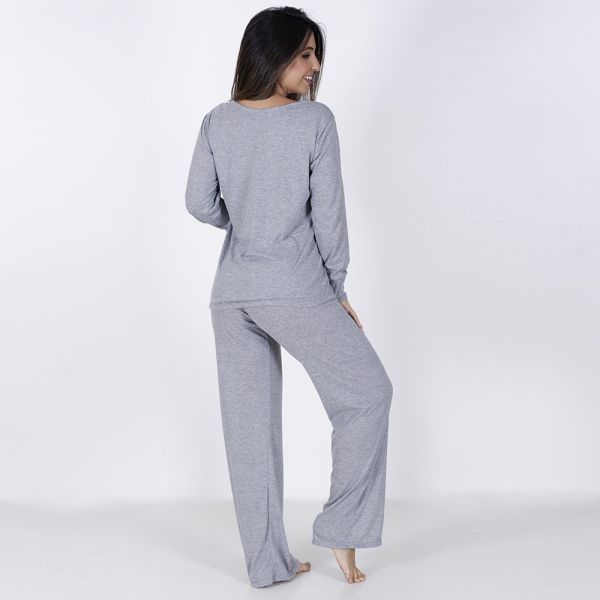 Pijama Longo Algodão com Estampa em Silk + Necessaire