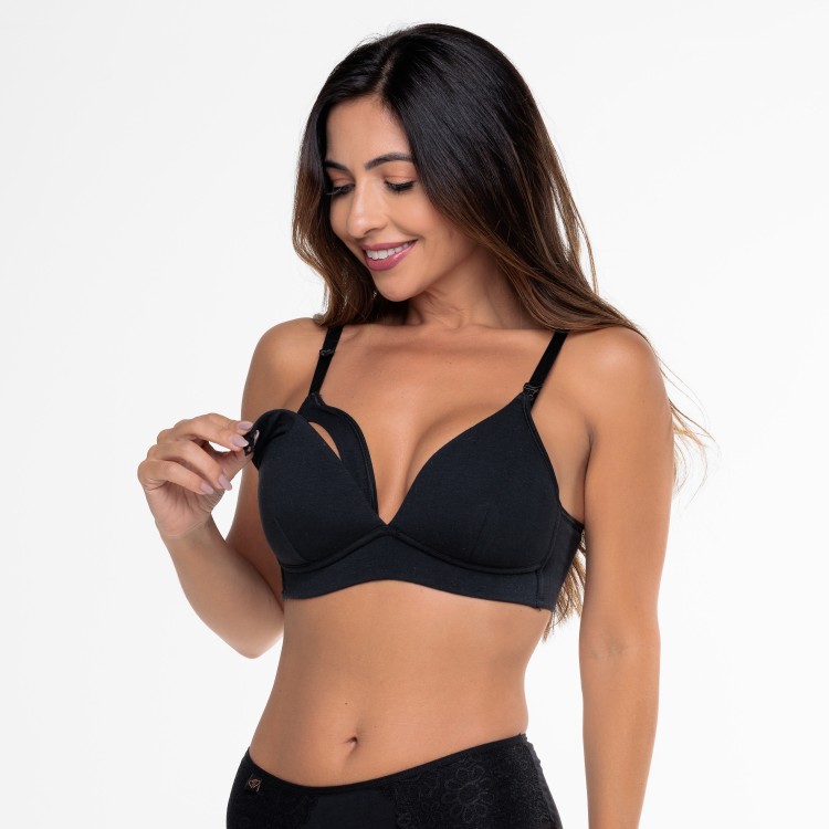 SutiãTriângulo Amamentação SEM arco Bojo Flexível Preto