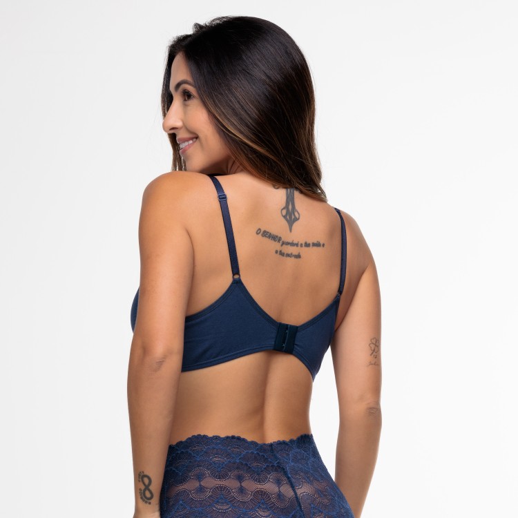 Sutiã Básico Marinho em Algodão Egípcio sem Bojo