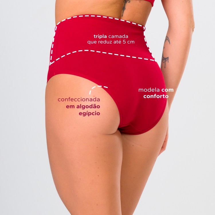 Calcinha Cos Super Largo de COMPRESSÃO em Algodão Egípcio Rubi