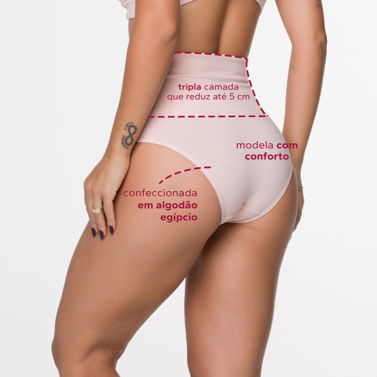Calcinha Cos Super Largo de COMPRESSÃO em Algodão Egípcio Nude