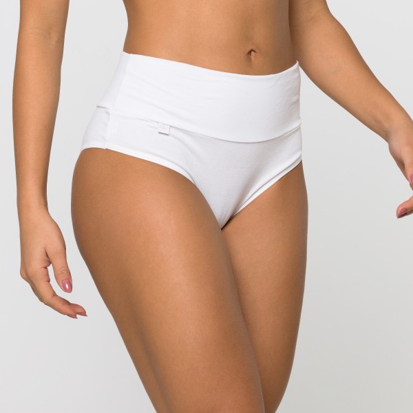 Calcinha Cós Super Largo Fio em Algodão Egípcio Branco