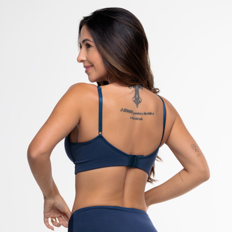 Sutiã Triângulo Amamentação SEM arco com Bojo Flexível Marinho