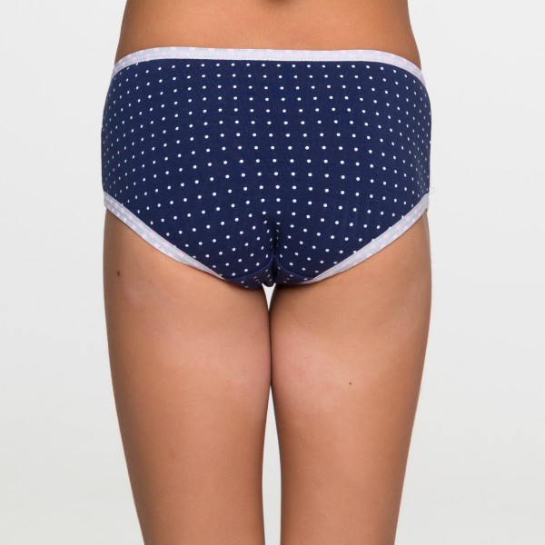 Calcinha Baby Silk Poa Marinho em Algodão Egípcio