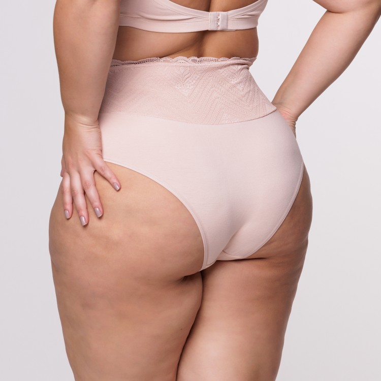 Calcinha Plus Size Algodão Egípcio Barra Renda Forrada na Cor Nude