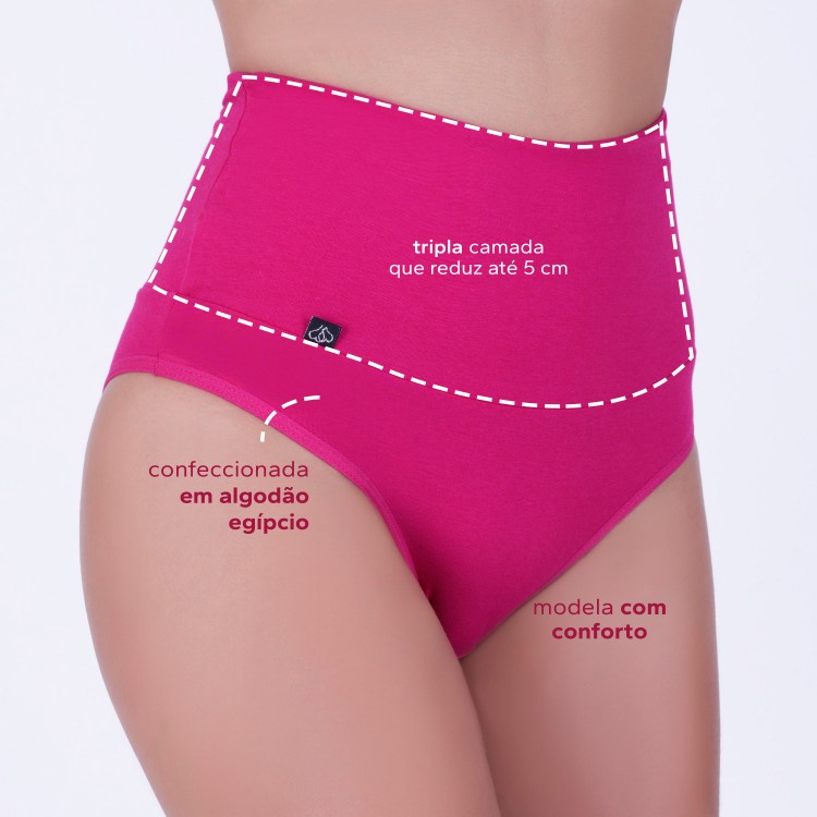 Calcinha Cos Super Largo de COMPRESSÃO em Algodão Egípcio Pink
