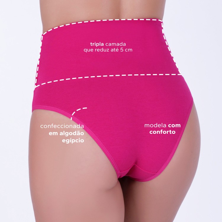 Calcinha Cos Super Largo de COMPRESSÃO em Algodão Egípcio Pink