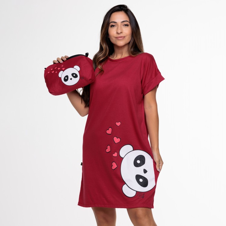 Camisão Silk em Algodão Rubi Panda
