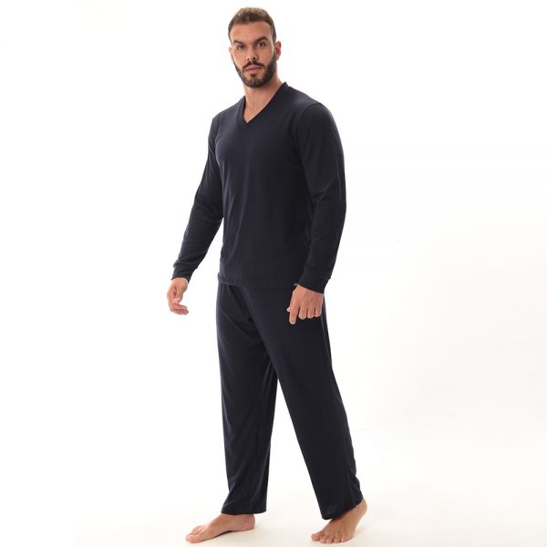 Pijama Masculino Longo marinho em Algodão