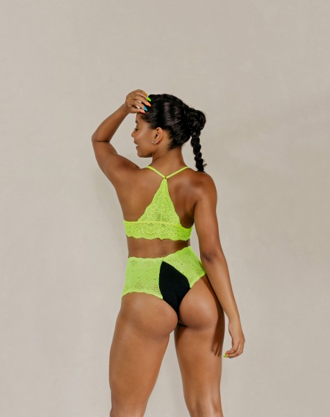 Caleçon Renda Neon amarelo em Algodão Egípcio