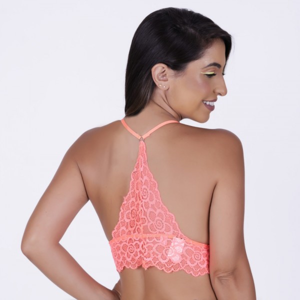 Cropped nadador em renda neon forrado com algodão egípcio sem aro