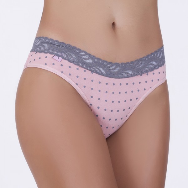 Tanga Romance Renda Poá Cinza em Algodão Egípcio