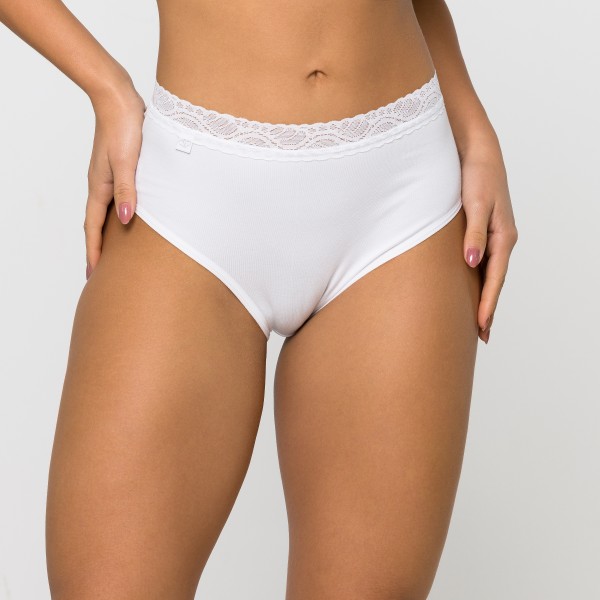 Calcinha em Algodão Egípcio Branco com renda na cintura