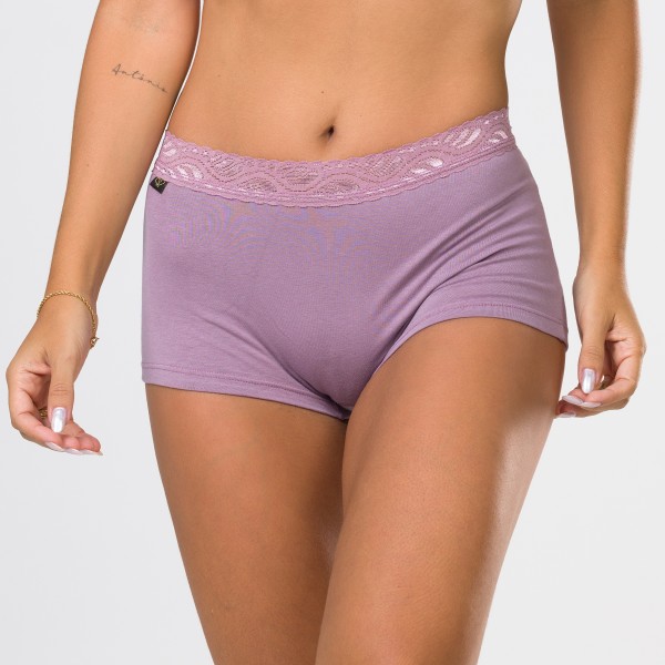 Cueca Feminina em Algodão Egípcio Satin  com renda na cintura