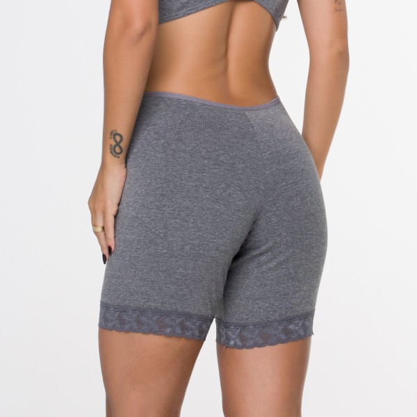 Bermuda Mescla Escuro em algodão Egípcio com renda