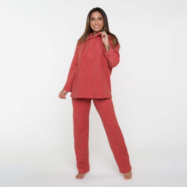 Conjunto Plush Boucle com Bolso e gola com cadarço