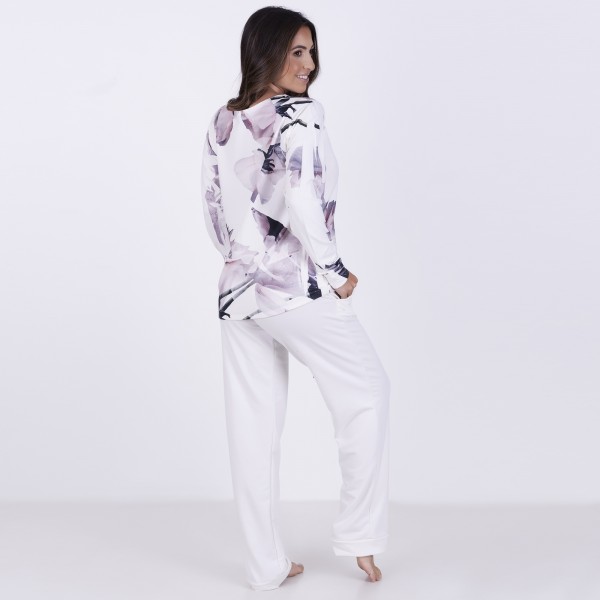 Pijama Feminino Moletim Longo Estampado