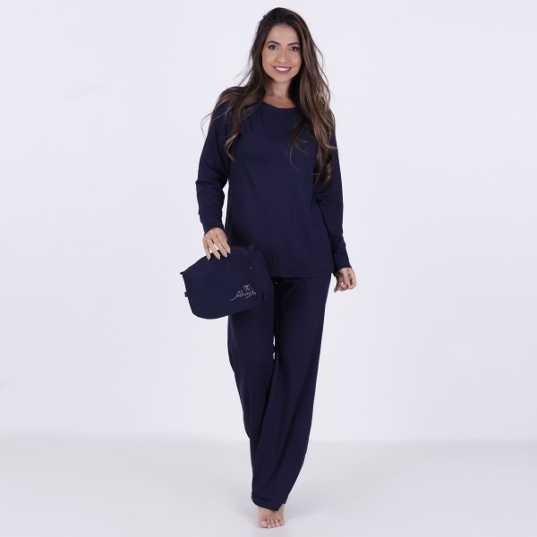 Pijama Longo em algodão Liso