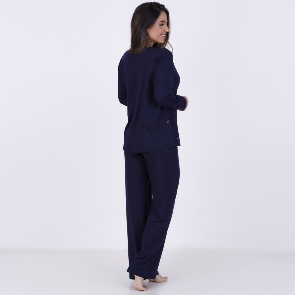 Pijama Longo em algodão Liso