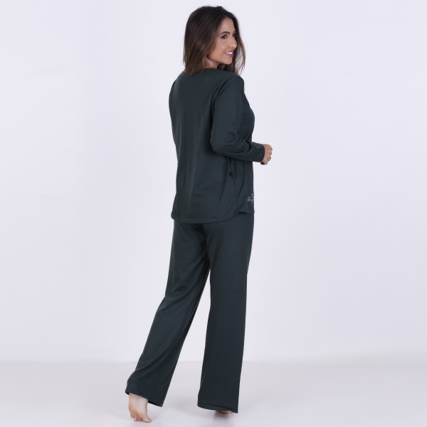 Pijama Longo em algodão Liso