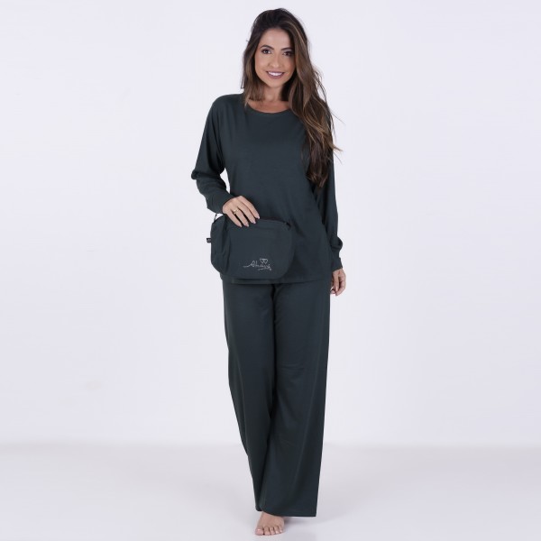 Pijama Longo em algodão Liso