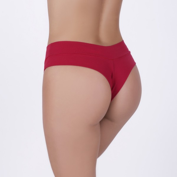 Tanga Fio Duplo Bipartido cós duplo em algodão Egípcio Rubi
