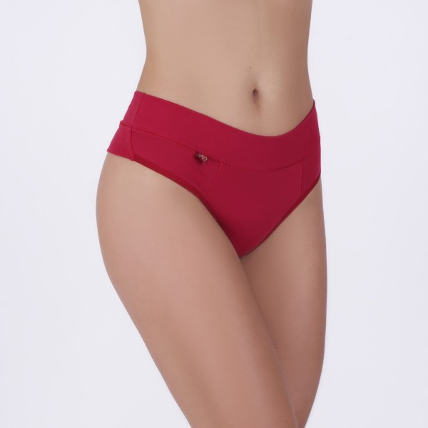 Tanga Fio Duplo Bipartido cós duplo em algodão Egípcio Rubi