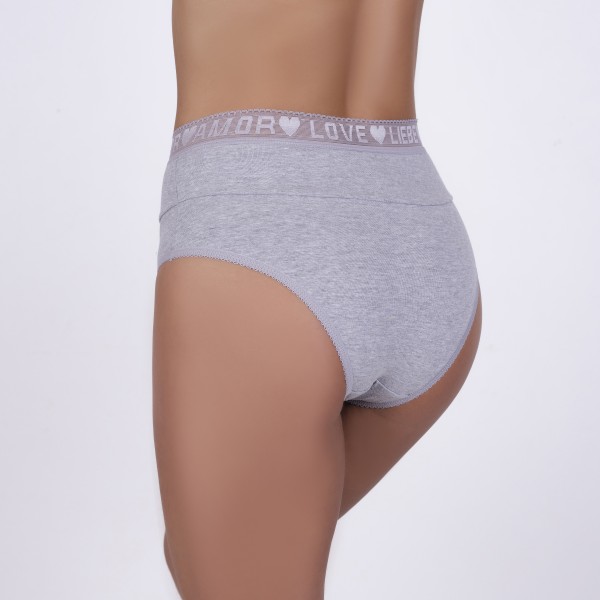 Calçola em Algodão Egípcio Mescla Claro com Cos Largo e Renda Love