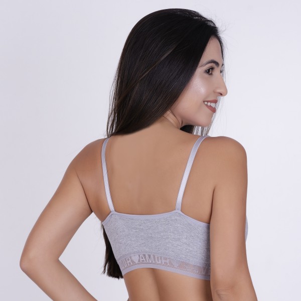 Sutiã em Algodão Egípcio e Renda Love Mescla Claro