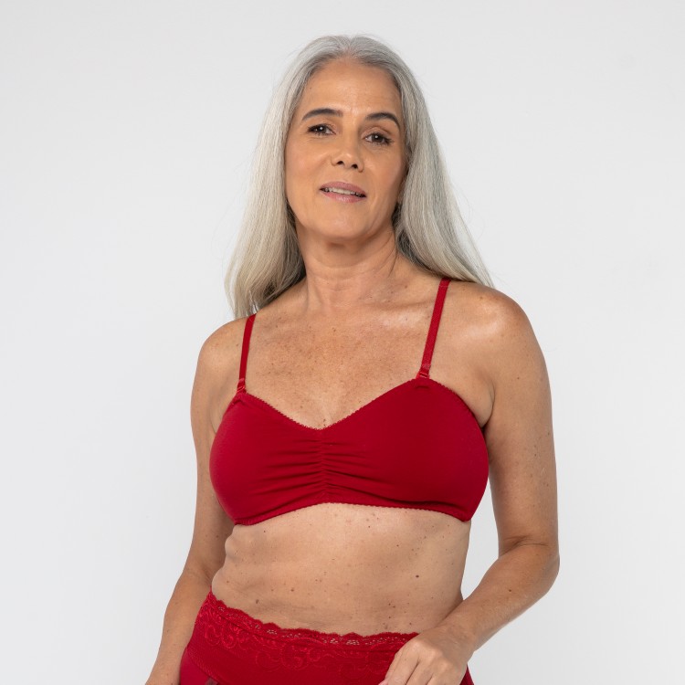 tomara que cai  em Algodão Egípcio e Alça Removível Rubi