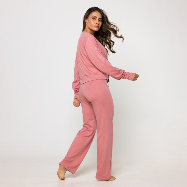 Pijama Longo Transpassado em Algodão Egípcio Romance