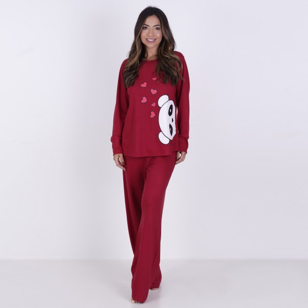 Pijama Longo Algodão com Estampa em Silk + Necessaire