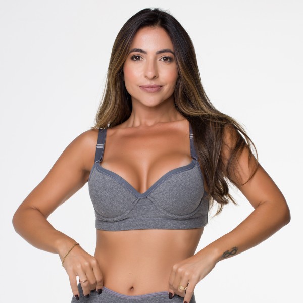 Sutiã em Algodão Egípcio com Alça Reforçada e Bojo Soft Liso