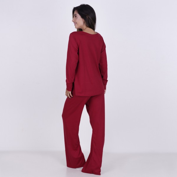 Pijama Longo Algodão com Estampa em Silk + Necessaire