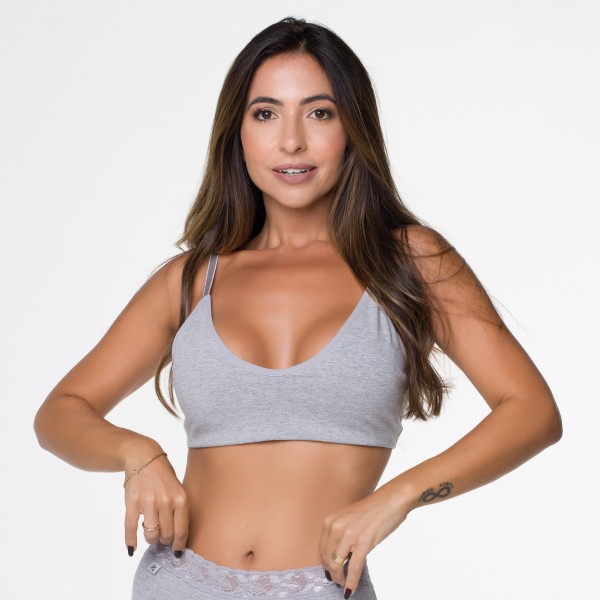 Sutiã Básico Mescla Claro em Algodão Egípcio sem Bojo