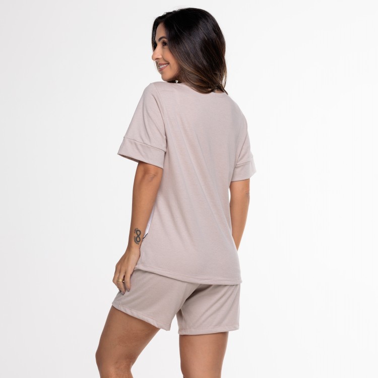 Pijama Curto Careca Areia Panda