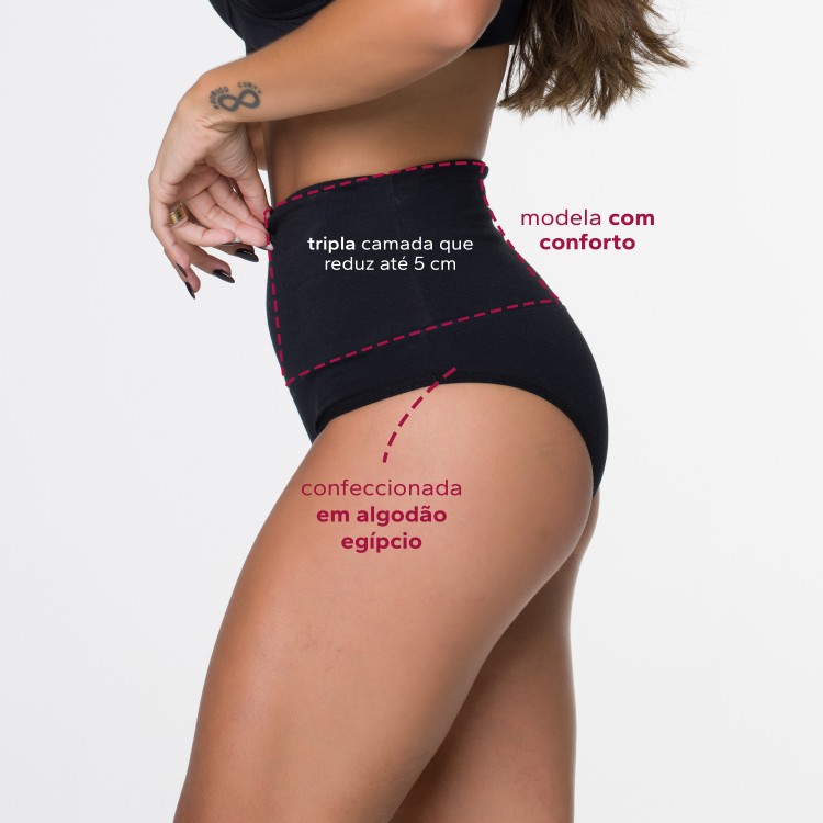 KIT COM 3 CALCINHA CÓS SUPER LARGO DE COMPRESSÃO EM ALGODÃO EGÍPCIO