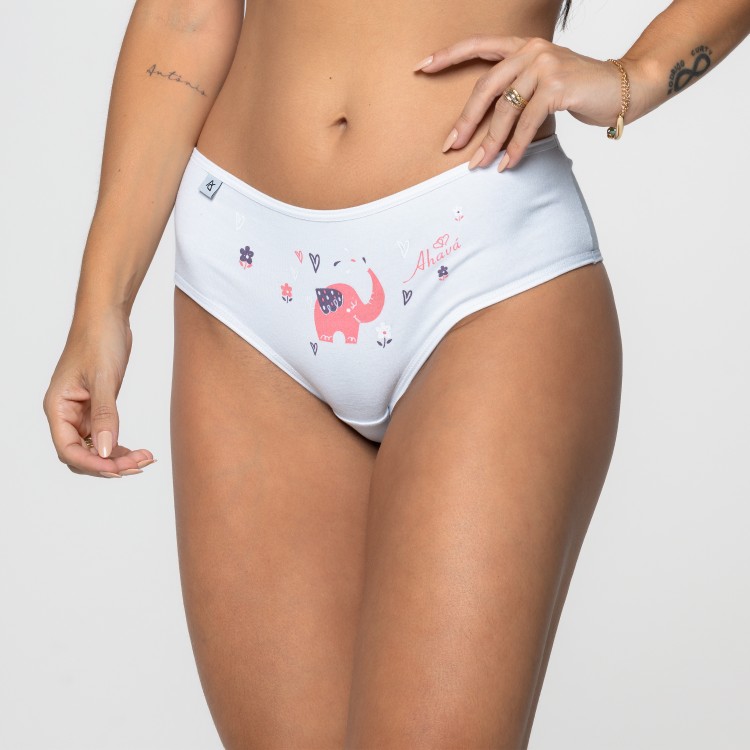 Calçola Estampada branca em Algodão Egípcio