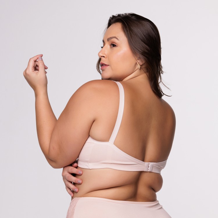 Sutiã Pus Size em Algodão Egípcio sem Bojo com Alça Reforçada na cor Nude