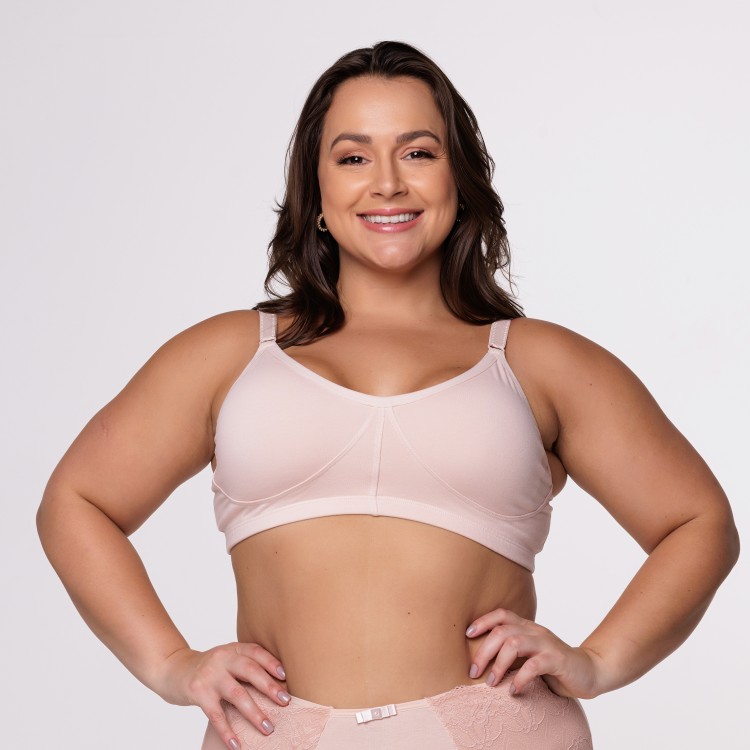 Sutiã Pus Size em Algodão Egípcio sem Bojo com Alça Reforçada na cor Nude