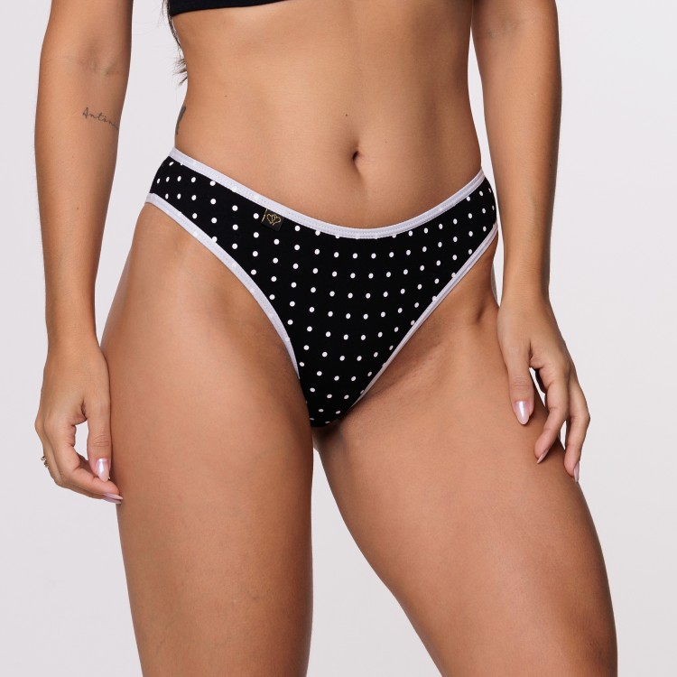 Tanga Poá Preta em Algodão Egípcio