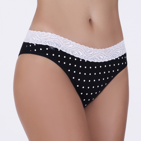 Tanga Renda Poá Preta em Algodão Egípcio