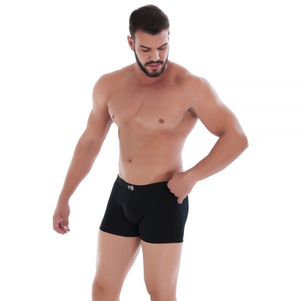 Cueca Boxer Adulto Preto em Algodão Egípcio