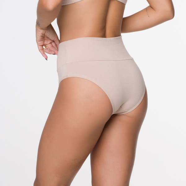 Calcinha Cos Super Largo Areia em Algodão Egípcio
