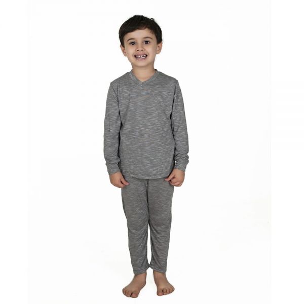 Pijama Masculino Infantil Longo Cinza Mescla